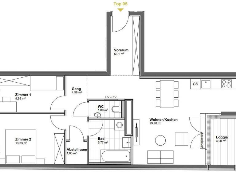 Wohnung zum Kauf - Erstbezug 406.900 € 3,5 Zimmer 72,7 m² 1. Geschoss Wien 1100
