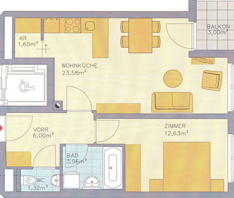 Wohnung zur Miete 673 € 2 Zimmer 49,1 m²<br/>Wohnfläche 3.<br/>Geschoss Wien 1150