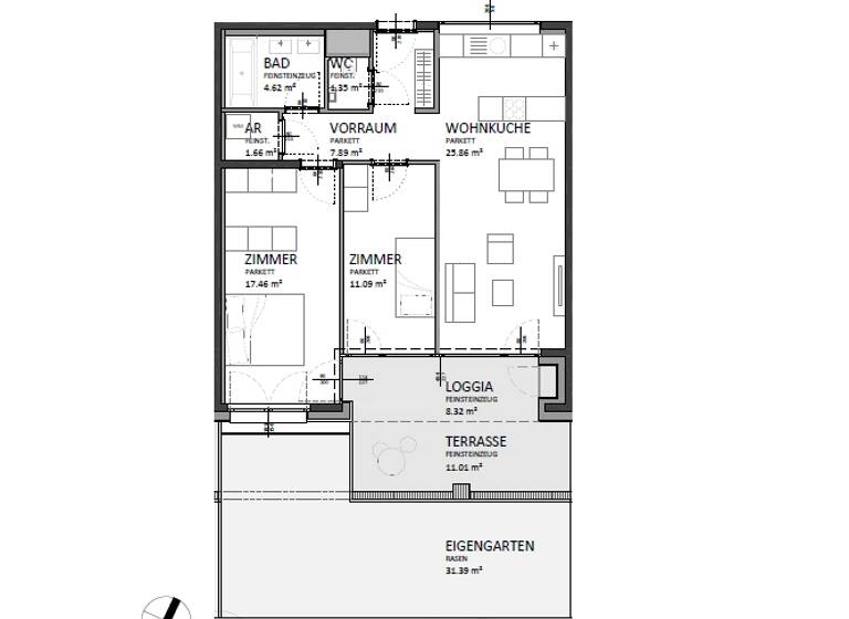 Wohnung zum Kauf 508.000 € 3 Zimmer 78,3 m² 2. Geschoss Josef-Deutsch-Strasse 3 Wien 1100
