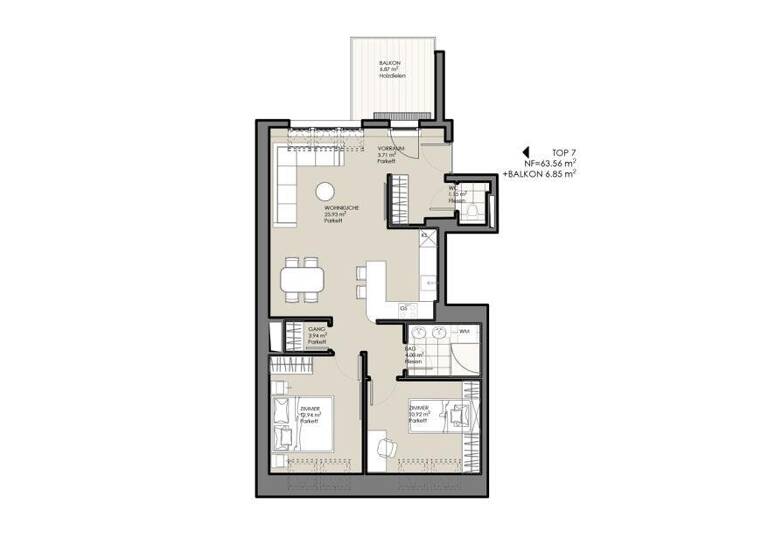 Wohnung zum Kauf - Erstbezug 629.000 € 3 Zimmer 63,6 m² 2. Geschoss Wien 1050