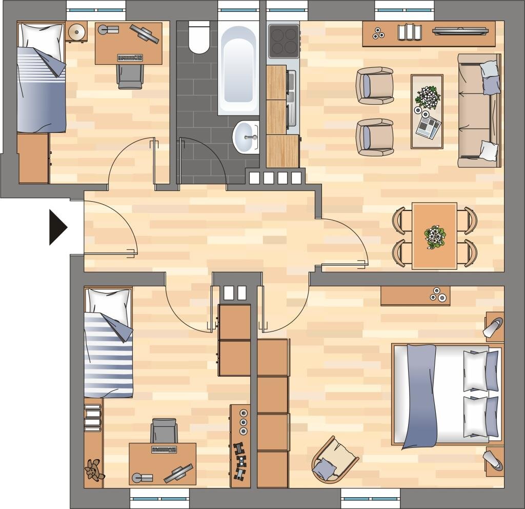 Wohnung zur Miete 429 € 3 Zimmer 63,4 m²<br/>Wohnfläche EG<br/>Geschoss ab sofort<br/>Verfügbarkeit Dirschauer Straße 6 Fedderwardergroden Wilhelmshaven 26388