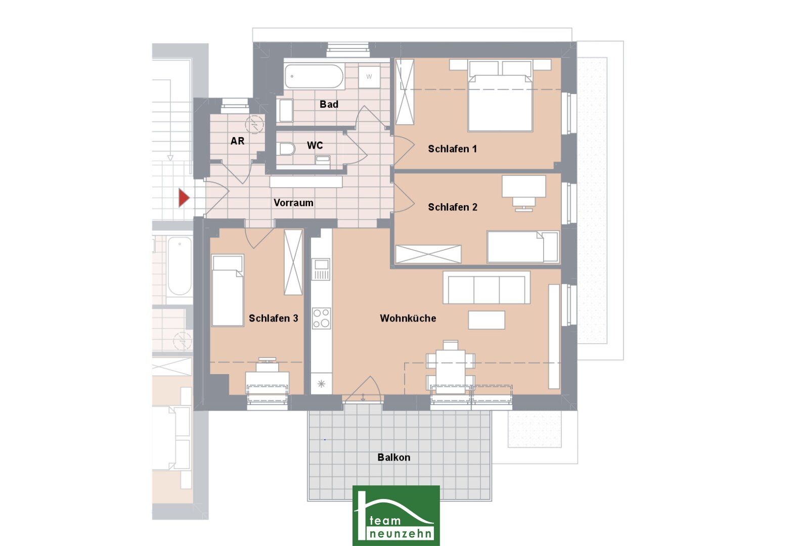 Wohnung zum Kauf provisionsfrei 439.201 € 4 Zimmer 81,7 m²<br/>Wohnfläche 1.<br/>Geschoss Heimkehrergasse 29 Wien 1100