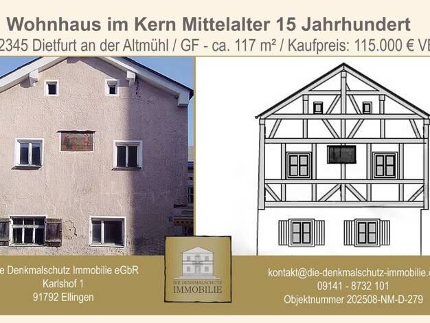Haus zum Kauf 115.000 € 7 Zimmer 116,7 m² 117 m² Grundstück Klostergasse 3 Dietfurt Dietfurt an der Altmühl 92345