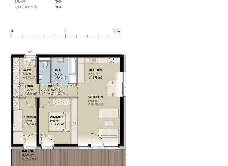 Wohnung zur Miete - Erstbezug 1.002 € 3 Zimmer 75,8 m² Zollhausstraße Kappl 6555