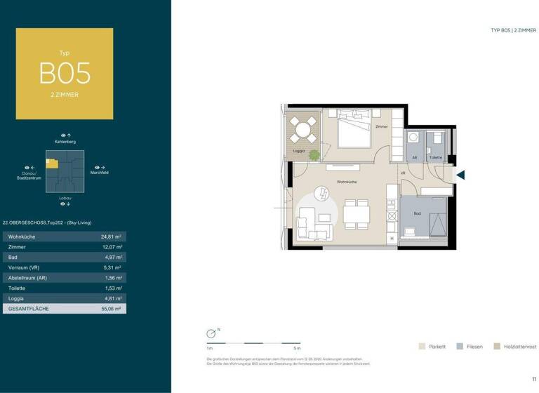 Wohnung zum Kauf - Erstbezug 519.200 € 2 Zimmer 50,3 m² 22. Geschoss Doktor-Adolf-Schärf-Platz 5 Wien 1220