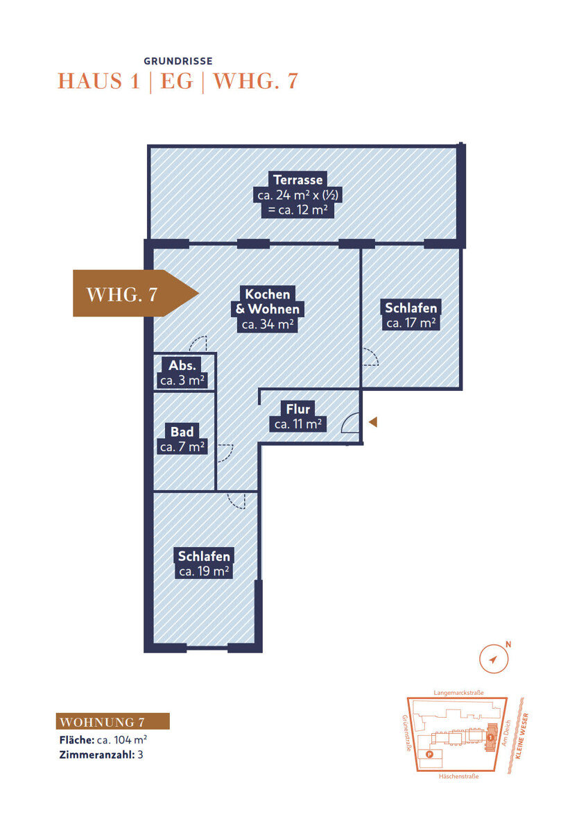 Wohnung zur Miete 1.450 € 3 Zimmer 104,4 m²<br/>Wohnfläche EG<br/>Geschoss 01.03.2025<br/>Verfügbarkeit Am Deich 56 Alte Neustadt Bremen 28199