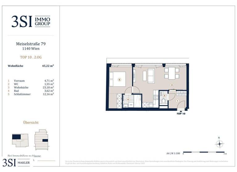 Wohnung zum Kauf - Erstbezug 317.512 € 2 Zimmer 45,2 m² 2. Geschoss Meiselstraße 79 Wien 1140