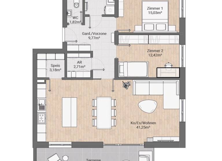 Wohnung zum Kauf - Erstbezug 399.000 € 3 Zimmer 92 m² 1. Geschoss Grafenstein 9131