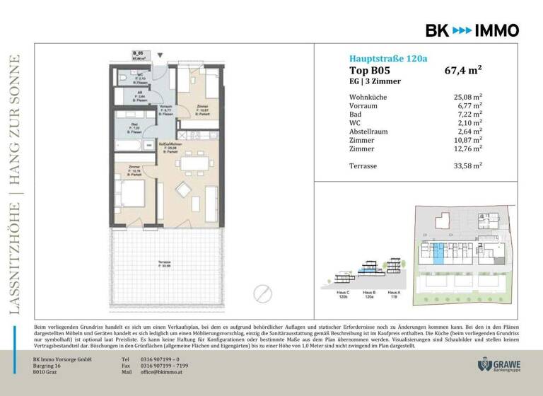 Wohnung zum Kauf - Erstbezug 310.000 € 3 Zimmer 67,4 m² EG Hauptstraße Laßnitzhöhe 8301