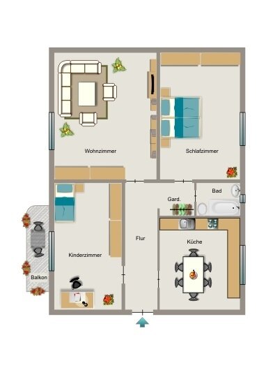 Wohnung zur Miete 563 € 3,5 Zimmer 63,9 m²<br/>Wohnfläche 2.<br/>Geschoss Zollverein 17 Batenbrock - Süd Bottrop 46238