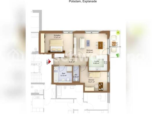 Wohnung zur Miete Tauschwohnung 1.149 € 3 Zimmer 82 m² Bornstedt Potsdam 14469