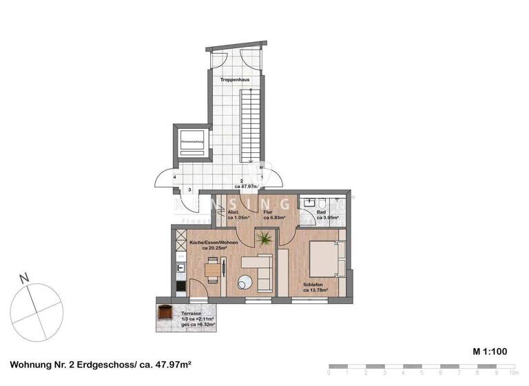 Wohnung zum Kauf - Erstbezug 455.700 € 2 Zimmer 48 m² EG Gauting 82131
