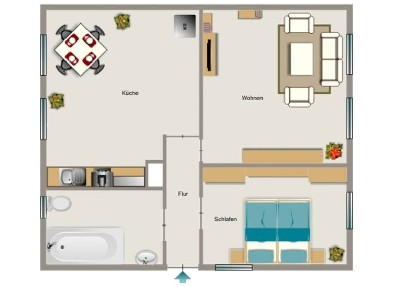 Wohnung zur Miete 437 € 2,5 Zimmer 57,4 m² 1. Geschoss Egelsfurthstraße 49 Schwarze Heide Oberhausen 46149