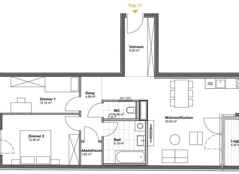 Wohnung zum Kauf - Erstbezug 458.900 € 3,5 Zimmer 76,3 m² 3. Geschoss Wien 1100