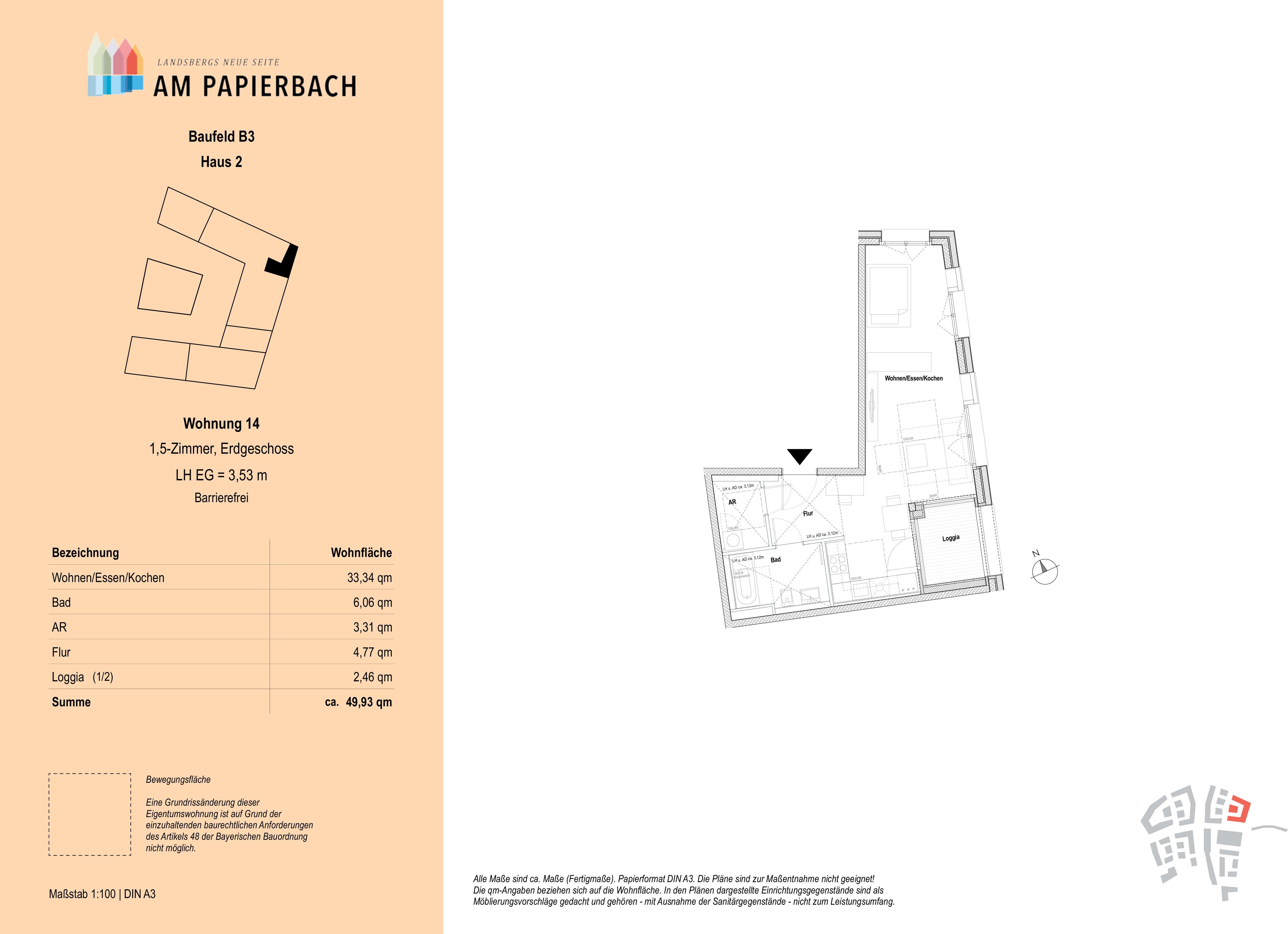 Wohnung zum Kauf provisionsfrei 439.900 € 1,5 Zimmer 49,9 m²<br/>Wohnfläche EG<br/>Geschoss Stadtgebiet Landsberg am Lech 86899