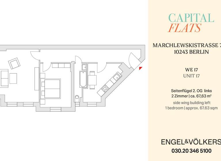Wohnung zum Kauf provisionsfrei 330.000 € 2 Zimmer 67,6 m²<br/>Wohnfläche 2.<br/>Geschoss Marchlewskistraße 75 Friedrichshain Berlin 10243