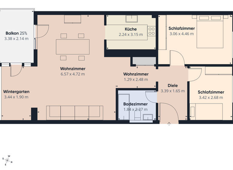 Wohnung zum Kauf 229.000 € 3 Zimmer 84,3 m² EG Untergrombach Bruchsal / Untergrombach 76646