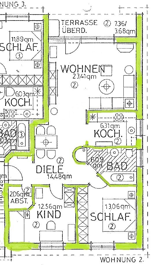 Wohnung zur Miete 820 € 3 Zimmer 80 m²<br/>Wohnfläche 2.<br/>Geschoss ab sofort<br/>Verfügbarkeit Sonnenstr. Uphusen Achim 28832