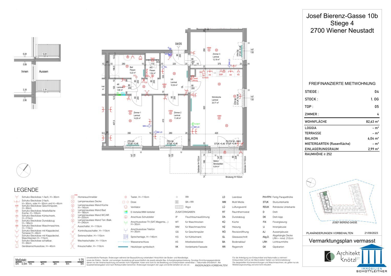 Wohnung zur Miete 884 € 4 Zimmer 82,6 m²<br/>Wohnfläche Josef Bierenz-Gasse 10b Wiener Neustadt 2700