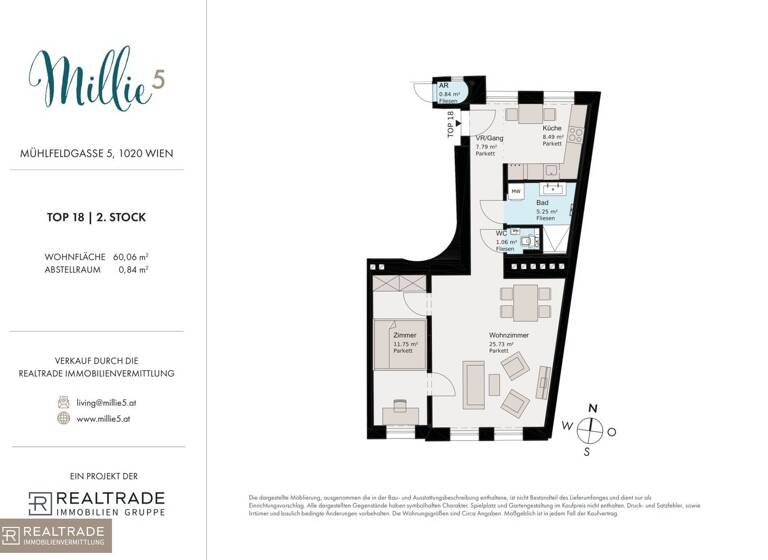 Wohnung zum Kauf 399.000 € 2 Zimmer 60,1 m² 3. Geschoss Mühlfeldgasse 5 Wien 1020