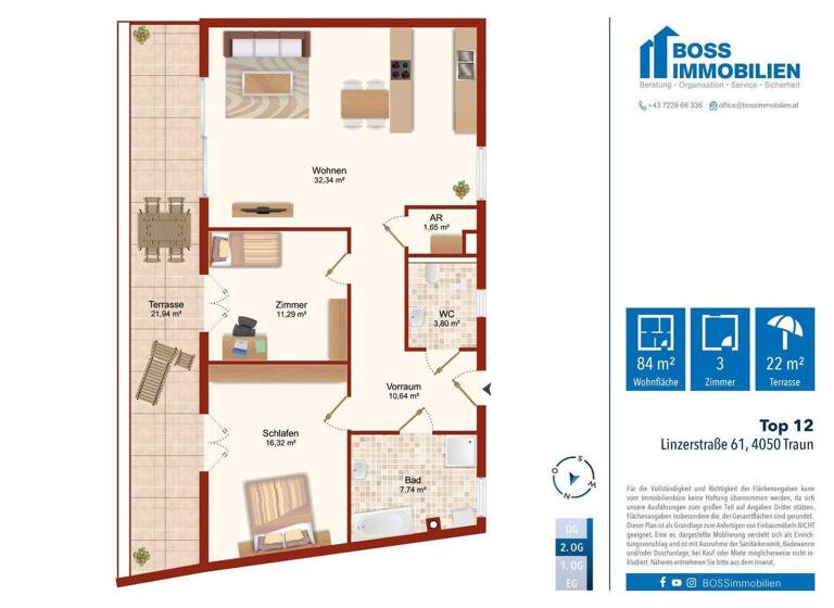 Wohnung zum Kauf - Erstbezug 389.000 € 3 Zimmer 83,8 m² 2. Geschoss Linzerstraße 61 Traun 4050