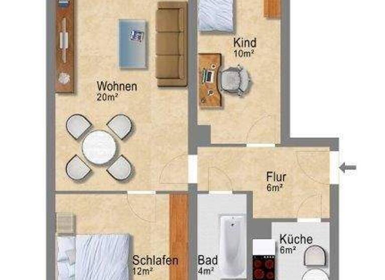 Wohnung zur Miete 516 € 3 Zimmer 60 m² 4. Geschoss frei ab 15.04.2026 Arthur-Nagel-Straße 46 Großzschocher Leipzig 04249