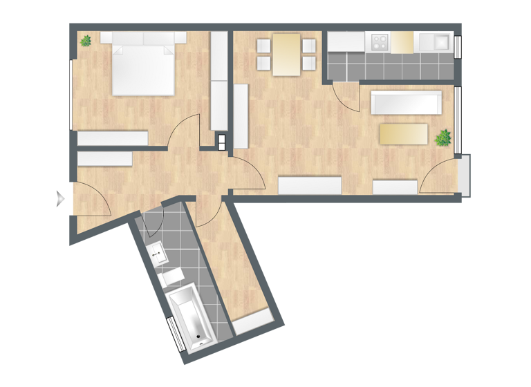 Wohnung zur Miete 434 € 2 Zimmer 51 m² 3. Geschoss Zwinglistraße 1 Barmen Wuppertal 42275