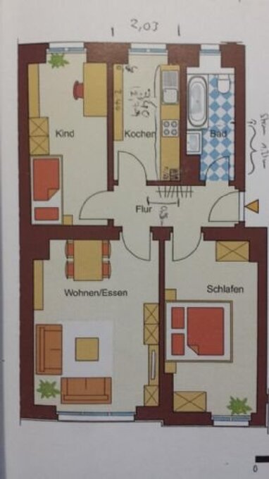 Wohnung zur Miete 950 € 3 Zimmer 61,5 m² EG frei ab sofort Petrinistraße 11 Grombühl Würzburg 97080