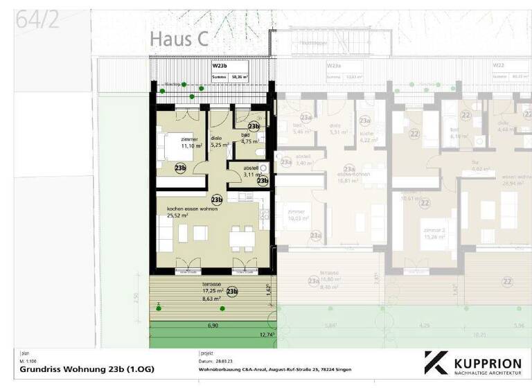 Wohnung zur Miete 820 € 2 Zimmer 58,4 m² 1. Geschoss Singen Singen (Hohentwiel) 78224