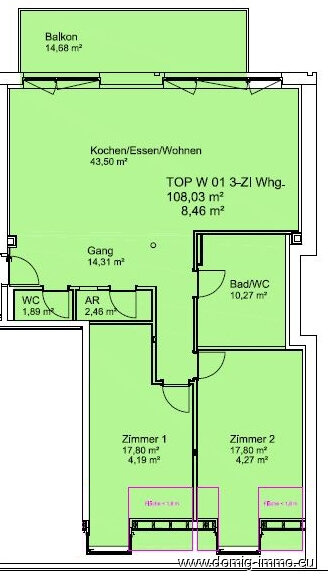 Wohnung zur Miete 3.100 € 3 Zimmer 108 m²<br/>Wohnfläche 3.<br/>Geschoss ab sofort<br/>Verfügbarkeit Rathausstraße 25 Top 1 Bregenz 6900