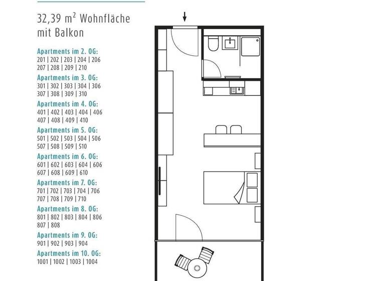 Studio zum Kauf provisionsfrei 399.900 € 1 Zimmer 32,4 m² 2. Geschoss Schwabing-Freimann München 80802