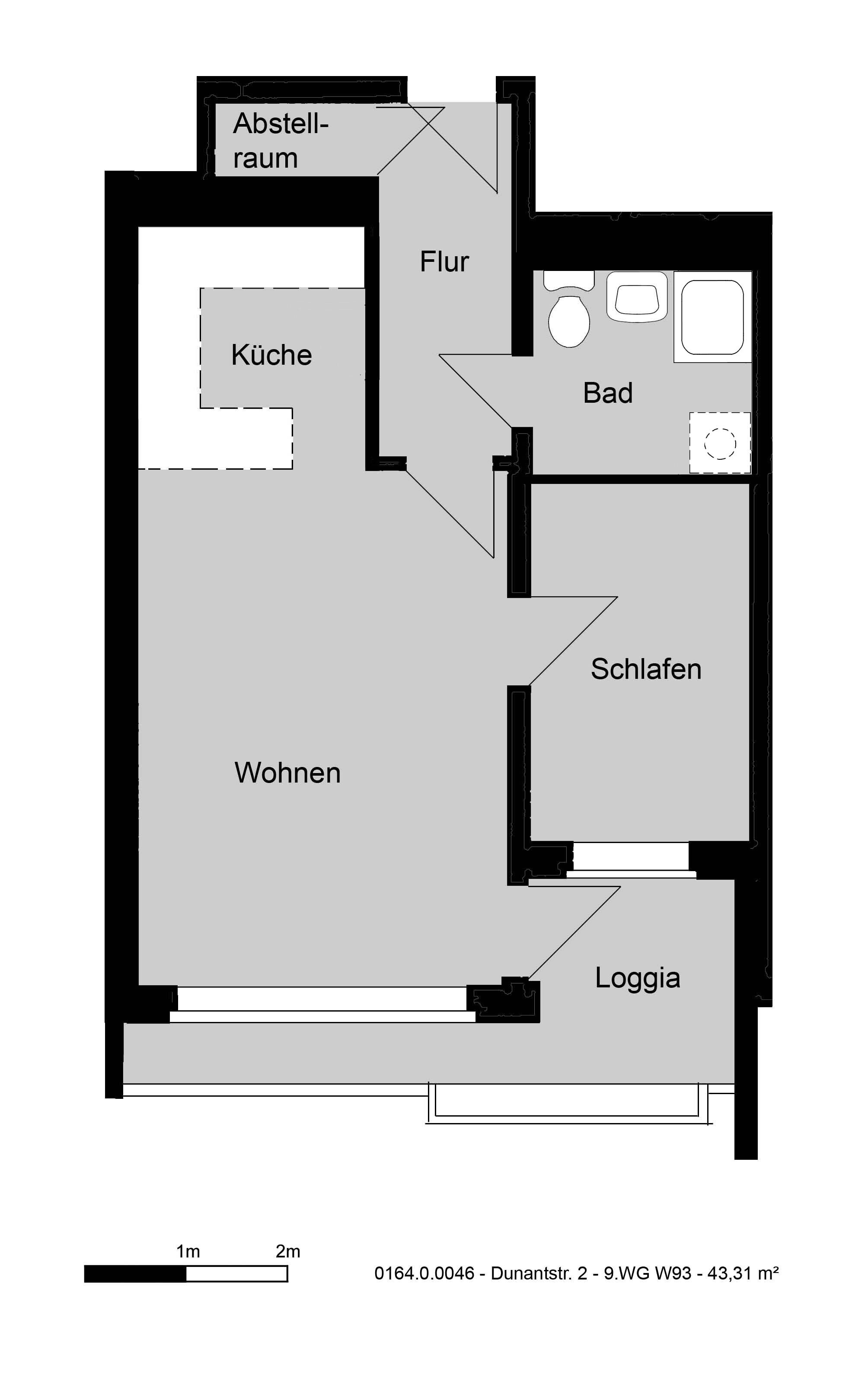 Wohnung zur Miete nur mit Wohnberechtigungsschein 370 € 2 Zimmer 43,3 m²<br/>Wohnfläche 9.<br/>Geschoss Dunantstr. 2 Vahrenheide Hannover 30179