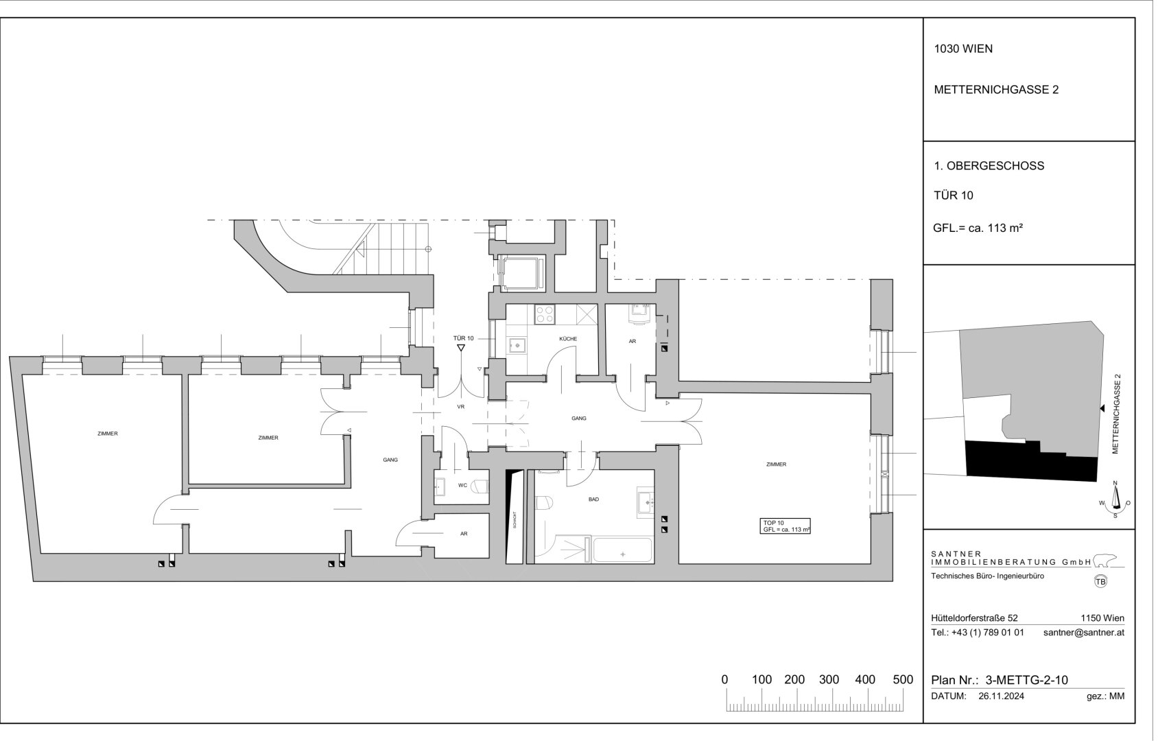 Wohnung zur Miete 1.588 € 3 Zimmer 113 m²<br/>Wohnfläche 3.<br/>Geschoss Wien 1030