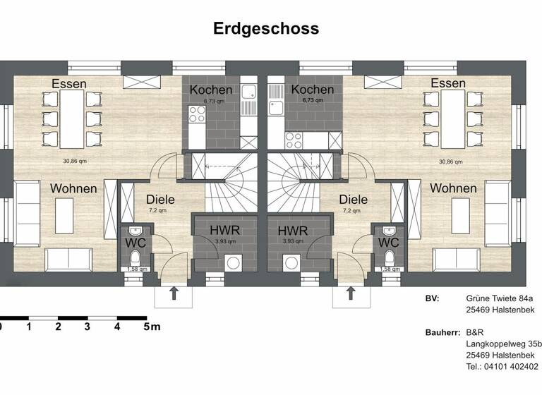Doppelhaushälfte zum Kauf provisionsfrei 590.000 € 5 Zimmer 110 m² 175 m² Grundstück frei ab sofort Grüne Twiete 84 a Halstenbek 25469