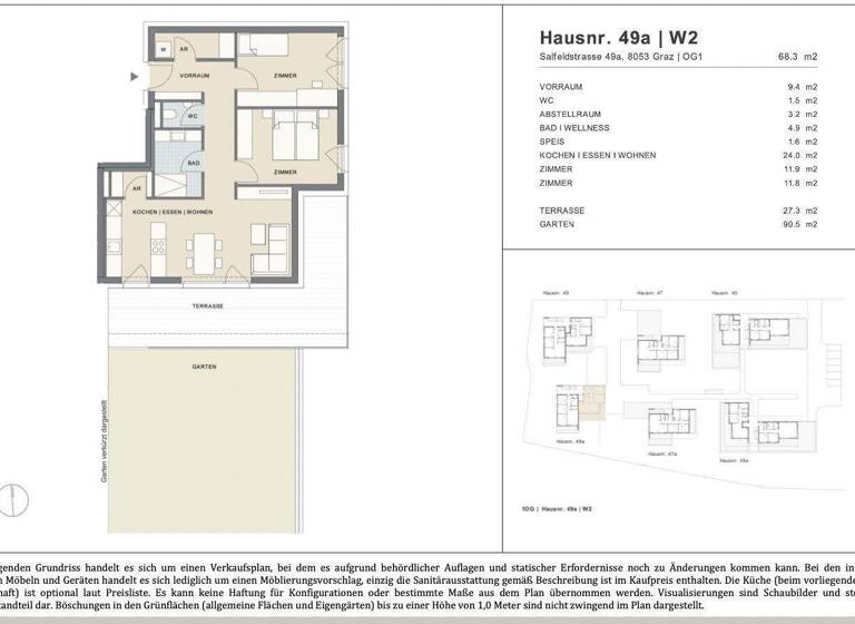 Wohnung zum Kauf - Erstbezug 459.000 € 3 Zimmer 68,3 m² EG frei ab sofort Salfeldstraße 49a Straßgang Graz,16.Bez.:Straßgang 8054