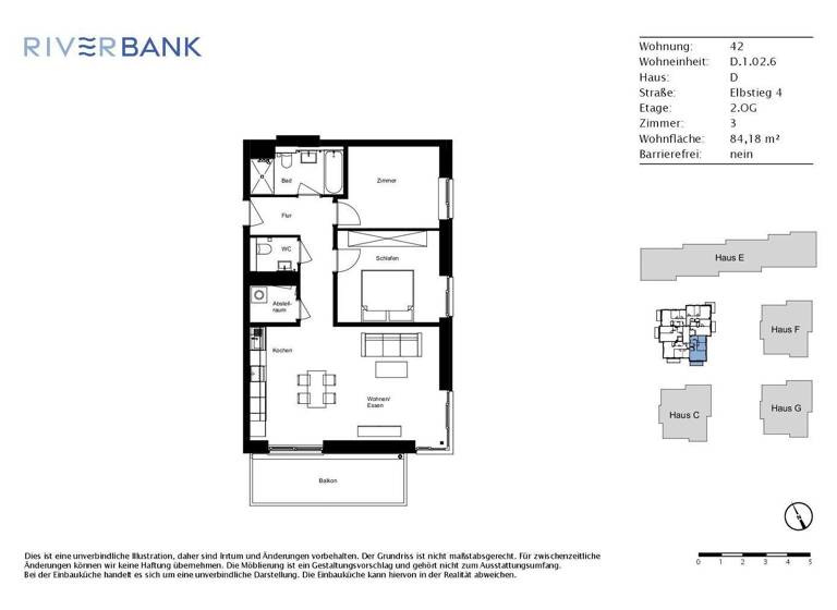 Wohnung zur Miete 1.255 € 3 Zimmer 84,2 m² 2. Geschoss Elbstieg 4 Geesthacht 21502