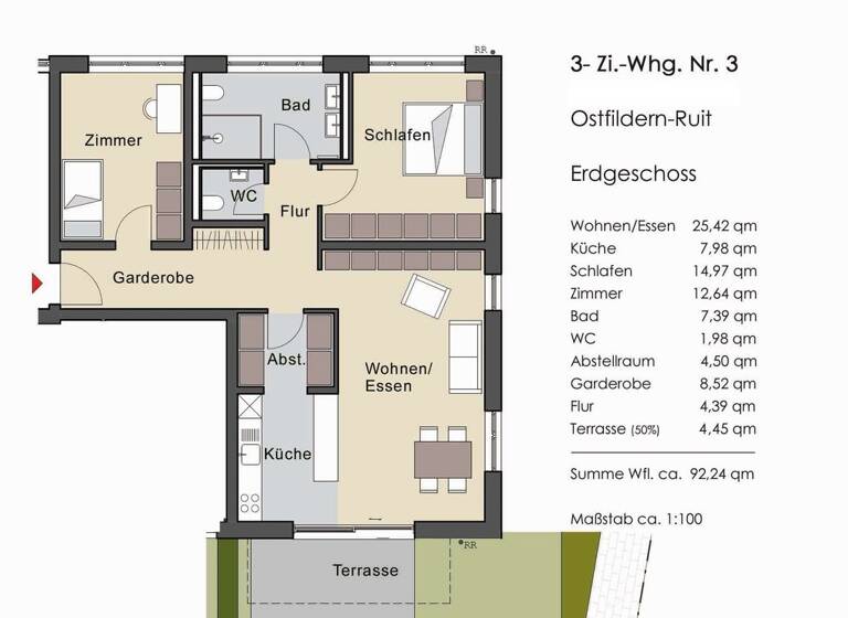 Wohnung zum Kauf provisionsfrei 598.000 € 3 Zimmer 92,2 m² Ruit Ostfildern 73760