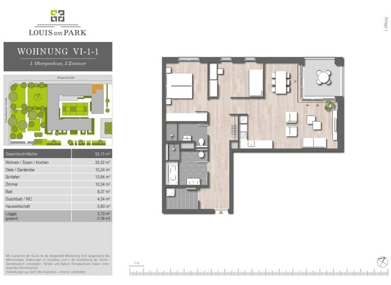 Wohnung zur Miete 1.555 € 3 Zimmer 93,2 m² 1. Geschoss frei ab 01.05.2026 Im Galluspark 10 Gallus Frankfurt am Main 60326