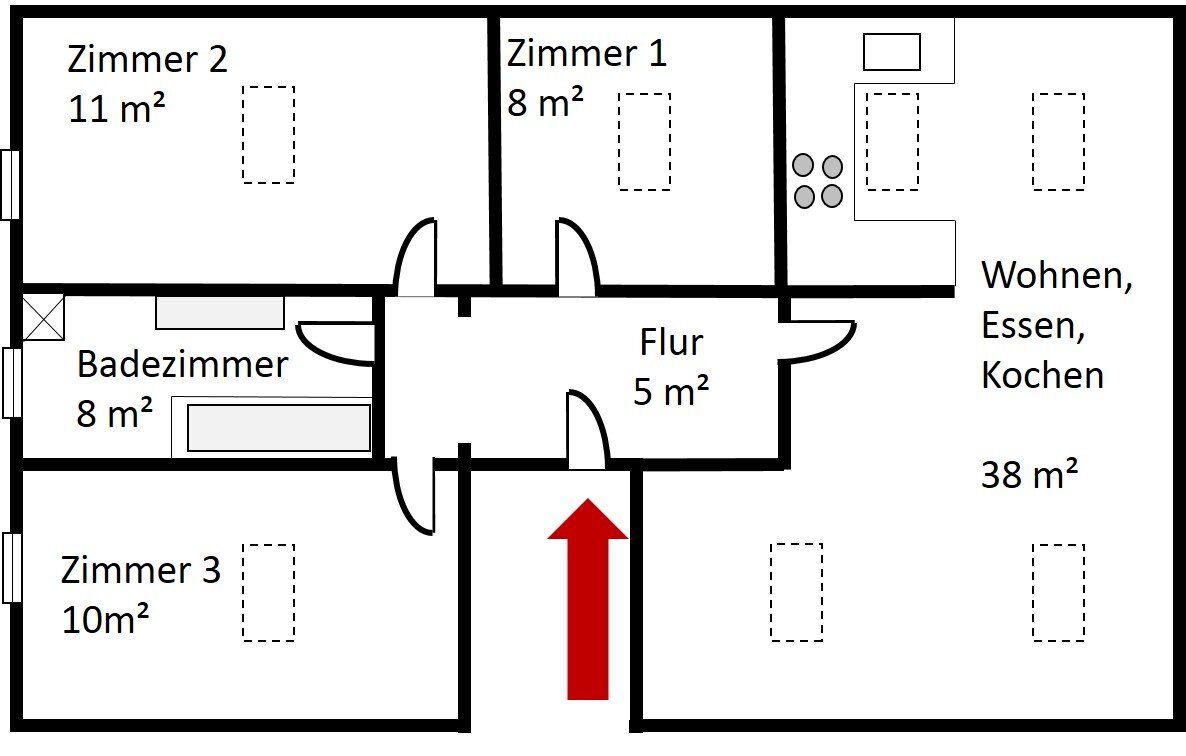 Wohnung zur Miete 620 € 3,5 Zimmer 80 m²<br/>Wohnfläche 2.<br/>Geschoss ab sofort<br/>Verfügbarkeit Untere Wannestraße 4 Winterspüren Stockach 78333