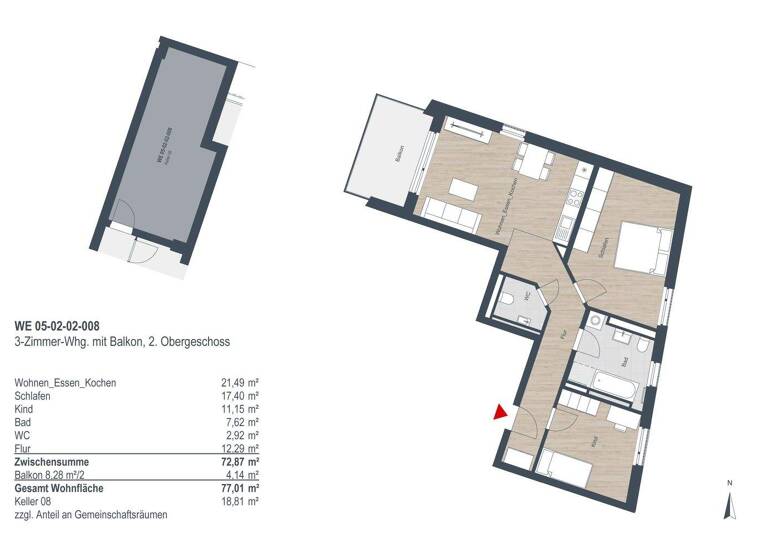 Wohnung zur Miete 1.138 € 3 Zimmer 77,2 m² 2. Geschoss Deutenbacherstraße 26 Stein 90547