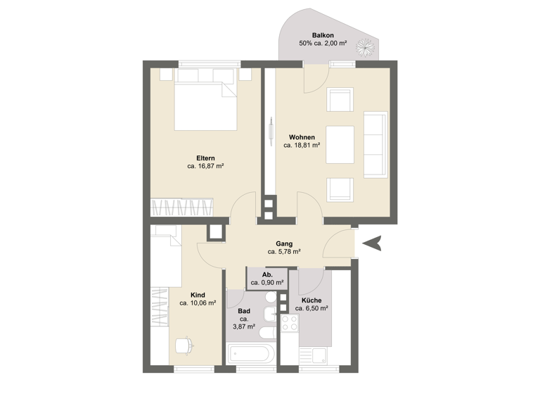 Wohnung zum Kauf 298.000 € 3 Zimmer 65 m² 2. Geschoss frei ab 01.07.2026 Hausham 83734