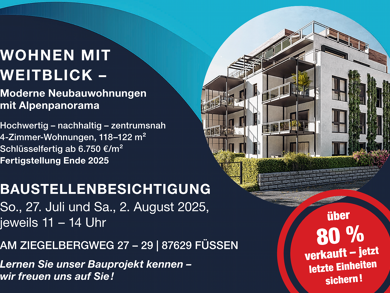 Wohnung zum Kauf provisionsfrei als Kapitalanlage geeignet 873.300 € 4 Zimmer 122 m² Am Ziegelbergweg 27 Füssen Füssen 87629