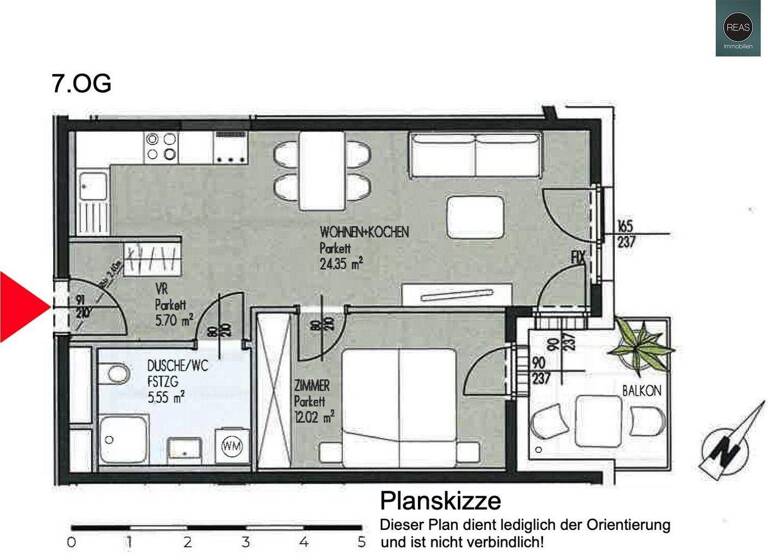 Wohnung zum Kauf 399.000 € 2 Zimmer 47,6 m² 7. Geschoss Wien 1020