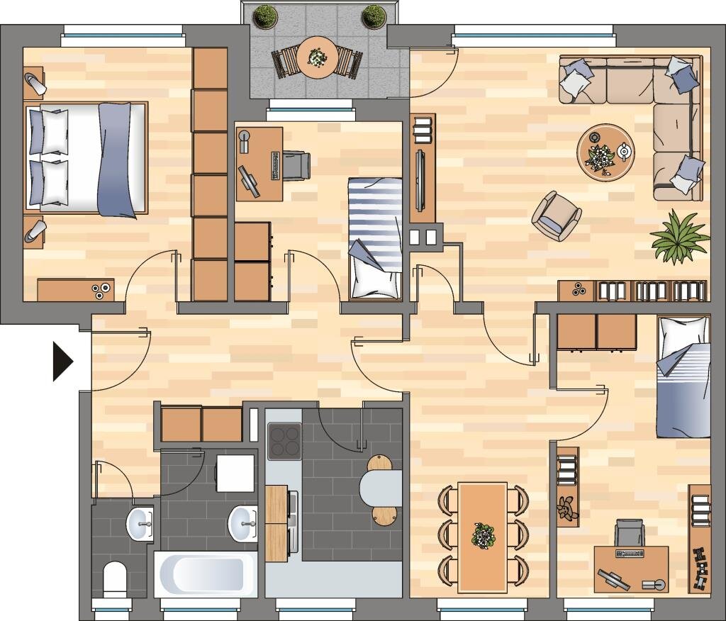 Terrassenwohnung zur Miete 499 € 4 Zimmer 82,8 m²<br/>Wohnfläche EG<br/>Geschoss Am Bahndamm 9 Sandhorst Aurich 26603