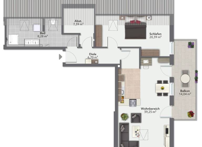 Wohnung zur Miete 925 € 2 Zimmer 70,9 m² 2. Geschoss frei ab sofort Buxheim 87740