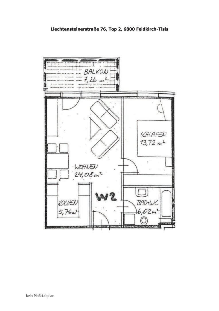 Wohnung zur Miete 890 € 2 Zimmer 49,8 m²<br/>Wohnfläche 1.<br/>Geschoss Liechtensteiner Straße 76 Feldkirch 6800