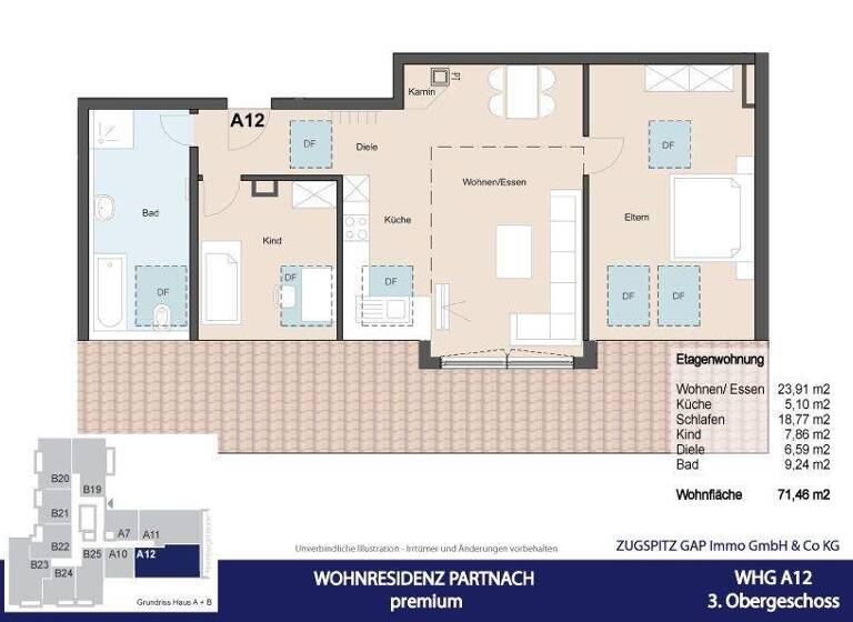 Wohnung zum Kauf - Erstbezug 750.000 € 2 Zimmer 71,7 m² 3. Geschoss Partenkirchen Garmisch-Partenkirchen 82467
