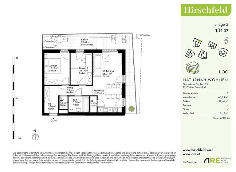 Wohnung zum Kauf - Erstbezug 420.000 € 3 Zimmer 66,2 m² 1. Geschoss Wien 1210
