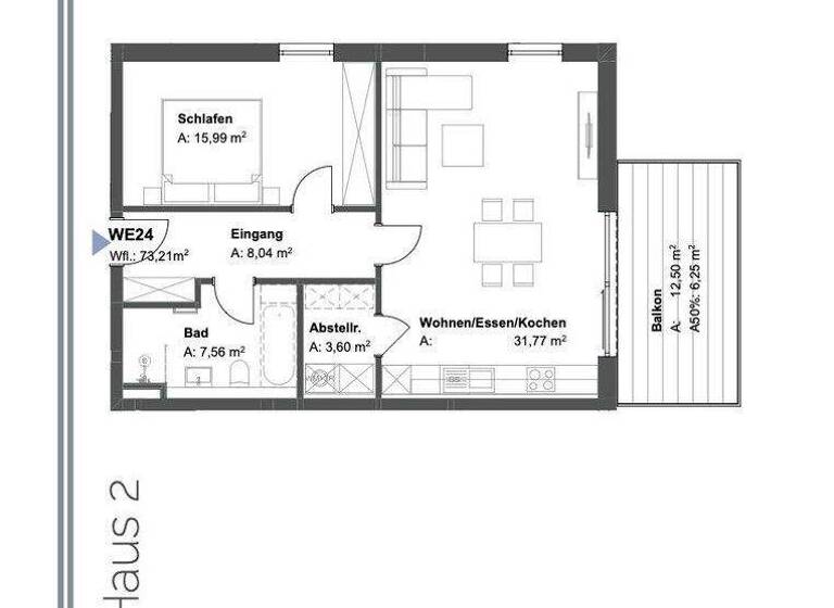 Wohnung zur Miete - Erstbezug 810 € 2 Zimmer 73,2 m² 1. Geschoss Am Steinkart 5b Griesbach Bad Griesbach im Rottal 94086