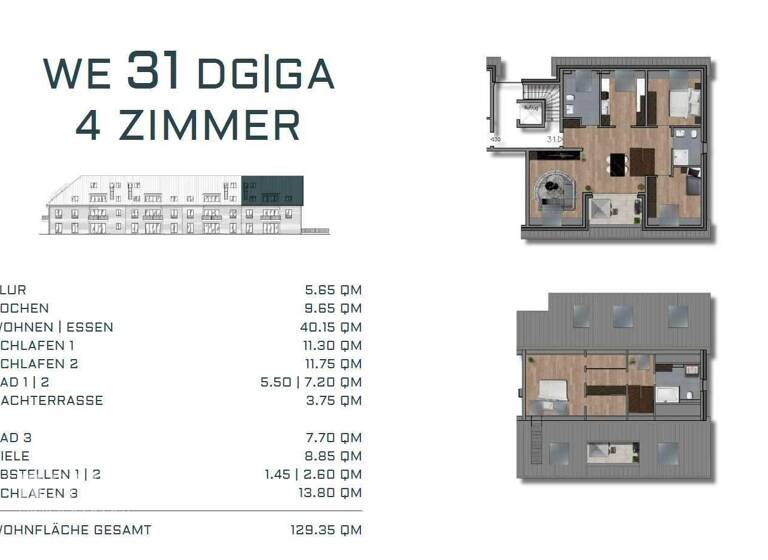 Wohnung zum Kauf - Erstbezug provisionsfrei 678.900 € 4 Zimmer 129,4 m² 2. Geschoss Willich 47877